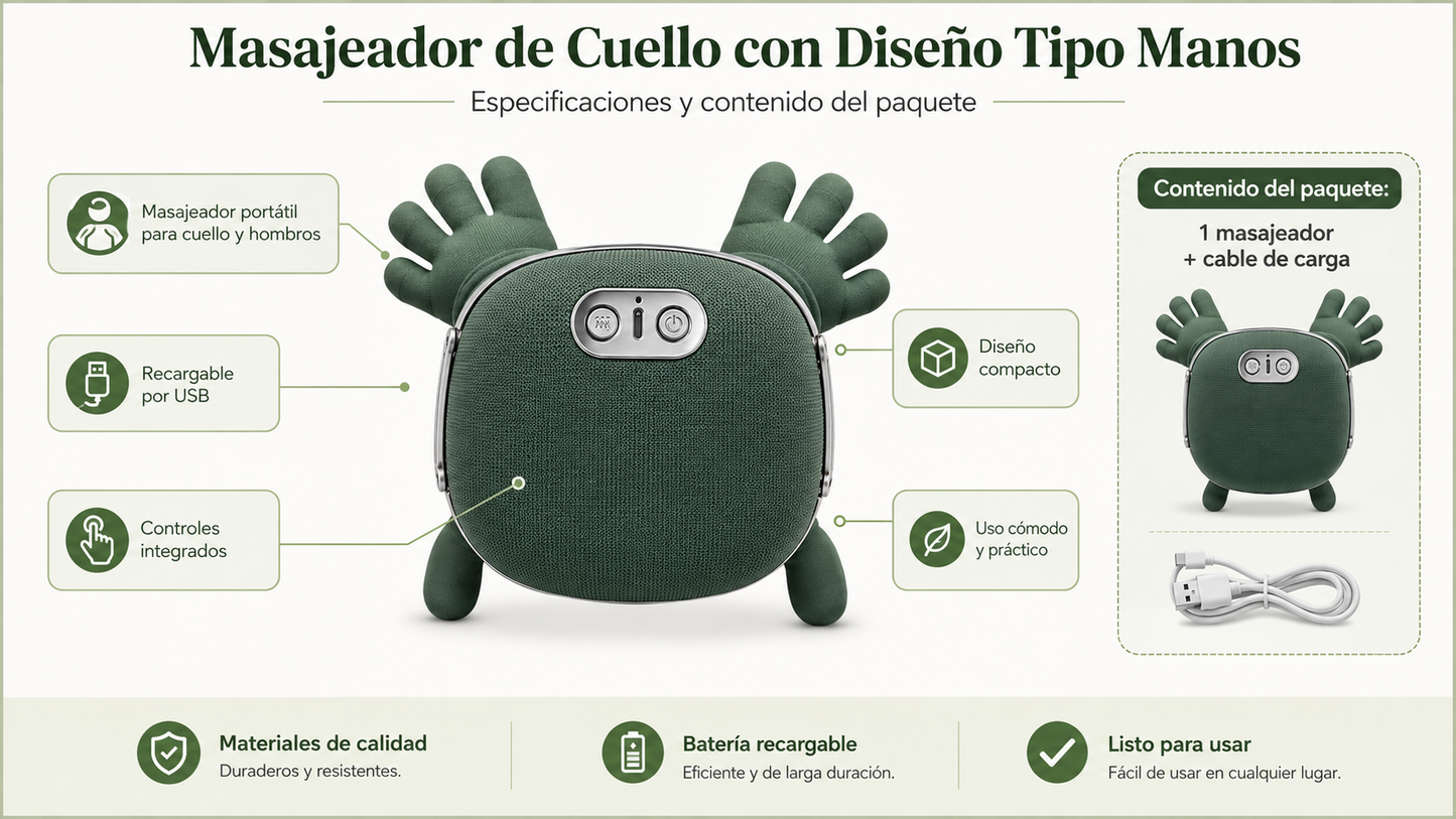 Masajeador De Cuello Con Manos Verde
