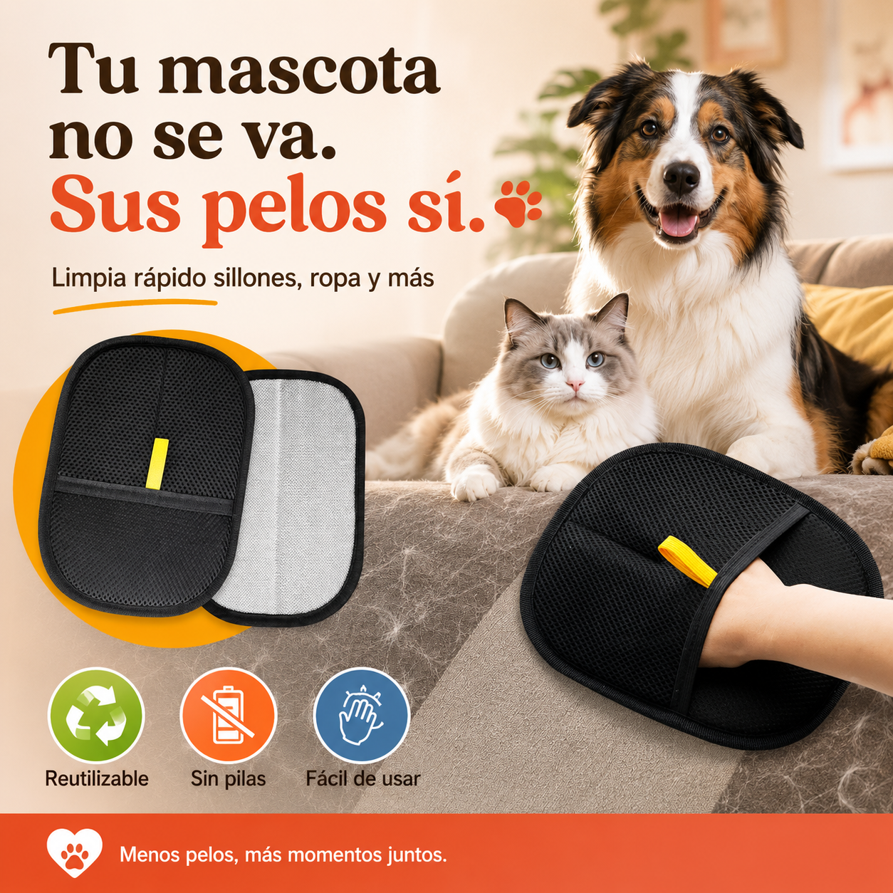 Guante Quita Pelos para Perros y Gatos – Reutilizable y Fácil de Usar
